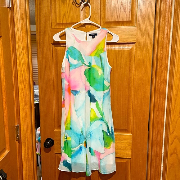 Chaps Watery Floral A-line Summer Cocktail Dress, size 8 - Picture 2 of 8